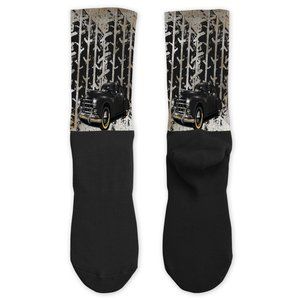 Gentlemen's Gray Black Rolls  Royce Design Hand Pressed Cotton Athletic Socks